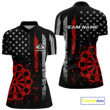Load image into Gallery viewer, Custom Red US Flag Darts Shirt for Women Darts Team Jerseys Dart Tourament Polo &amp; 1/4 Zip NNT116