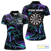 Load image into Gallery viewer, Purple-Turquoise Pattern Darts Team Jerseys Dart Shirts For Women Dart Tournament Polo &amp; 1/4 Zip NNT119