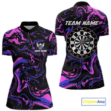 Load image into Gallery viewer, Pink-Purple Pattern Darts Team Jerseys Dart Shirts For Women Dart Tournament Polo &amp; 1/4 Zip NNT119