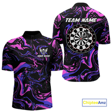 Load image into Gallery viewer, Pink-Purple Pattern Darts Team Jerseys Dart Shirts For Men Dart Tournament Polo &amp; 1/4 Zip NNT119