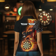 Load image into Gallery viewer, Custom Flame US Flag Eagle Darts Shirt for Women Darts Team Jerseys Dart Tournament Polo &amp; 1/4 Zip NNT112