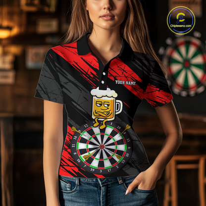 Custom Red Funny Beer Darts Board Dart Shirts For Women Darts Team Jerseys Dart Tournament NNT120