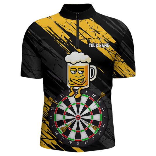 Custom Yellow Funny Beer Darts Board Dart Shirts For Men Darts Team Jerseys Dart Tournament NNT120