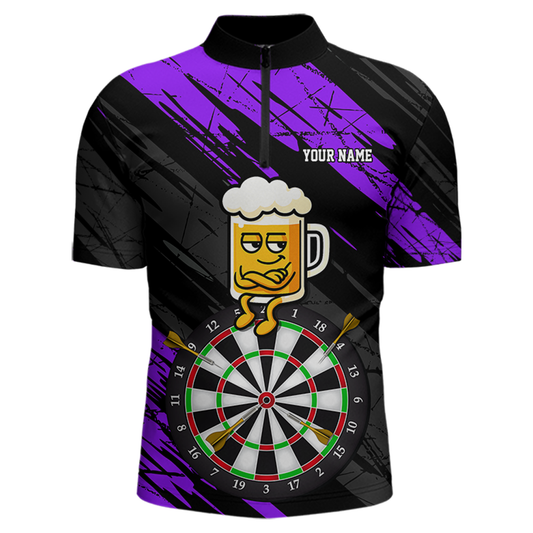 Custom Purple Funny Beer Darts Board Dart Shirts For Men Darts Team Jerseys Dart Tournament NNT120