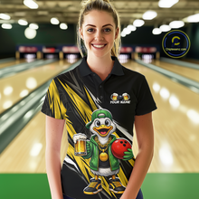 Load image into Gallery viewer, Custom Yellow Beer Duck Bowling Shirt for Women Duck Funny Beer Bowling Team Jersey HNT276