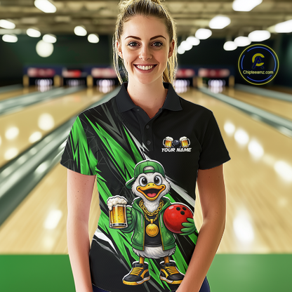 Custom Green Beer Duck Bowling Shirt for Women Duck Funny Beer Bowling Team Jersey HNT276