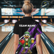 Load image into Gallery viewer, Custom Purple Beer Duck Bowling Shirt for Women Duck Funny Beer Bowling Team Jersey HNT276