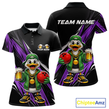 Load image into Gallery viewer, Custom Purple Beer Duck Bowling Shirt for Women Duck Funny Beer Bowling Team Jersey HNT276