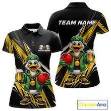 Load image into Gallery viewer, Custom Yellow Beer Duck Bowling Shirt for Women Duck Funny Beer Bowling Team Jersey HNT276