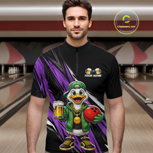 Load image into Gallery viewer, Custom Purple Beer Duck Bowling Shirt for Men Duck Funny Beer Bowling Team Jersey HNT276