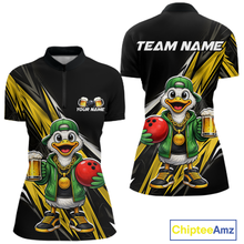 Load image into Gallery viewer, Custom Yellow Beer Duck Bowling Shirt for Women Duck Funny Beer Bowling Team Jersey HNT276