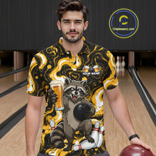 Load image into Gallery viewer, Custom Beer Raccoon Bowling Shirt for Men Bowling Polo &amp; 1/4 Zip Bowling Team Shirts HNT311