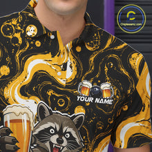 Load image into Gallery viewer, Custom Beer Raccoon Bowling Shirt for Men Bowling Polo &amp; 1/4 Zip Bowling Team Shirts HNT311