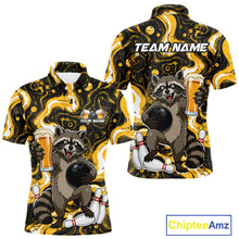 Load image into Gallery viewer, Custom Beer Raccoon Bowling Shirt for Men Bowling Polo &amp; 1/4 Zip Bowling Team Shirts HNT311