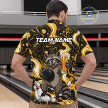 Load image into Gallery viewer, Custom Beer Raccoon Bowling Shirt for Men Bowling Polo &amp; 1/4 Zip Bowling Team Shirts HNT311