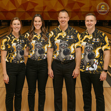 Load image into Gallery viewer, Custom Beer Raccoon Bowling Shirt for Men Bowling Polo &amp; 1/4 Zip Bowling Team Shirts HNT311