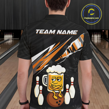 Load image into Gallery viewer, Custom Orange Funny Beer Bowling Jersey for Men Bowling Team Shirts Polo &amp; 1/4 Zip HNT170