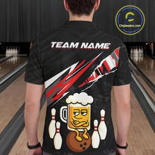 Load image into Gallery viewer, Custom Red Funny Beer Bowling Jersey for Men Bowling Team Shirts Polo &amp; 1/4 Zip HNT170