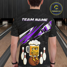 Load image into Gallery viewer, Custom Purple Funny Beer Bowling Jersey for Men Bowling Team Shirts Polo &amp; 1/4 Zip HNT170