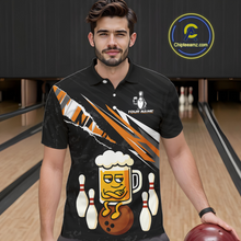 Load image into Gallery viewer, Custom Orange Funny Beer Bowling Jersey for Men Bowling Team Shirts Polo &amp; 1/4 Zip HNT170