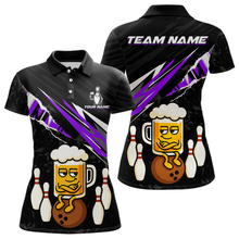 Load image into Gallery viewer, Custom Purple Funny Beer Bowling Jersey for Women Bowling Team Shirts Polo &amp; 1/4 Zip HNT170