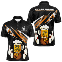 Load image into Gallery viewer, Custom Orange Funny Beer Bowling Jersey for Men Bowling Team Shirts Polo &amp; 1/4 Zip HNT170