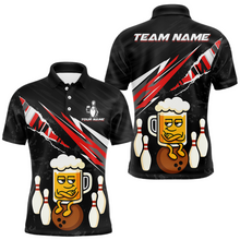 Load image into Gallery viewer, Custom Red Funny Beer Bowling Jersey for Men Bowling Team Shirts Polo &amp; 1/4 Zip HNT170