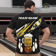 Load image into Gallery viewer, Custom Yellow Funny Beer Bowling Jersey for Men Bowling Team Shirts Polo &amp; 1/4 Zip HNT170