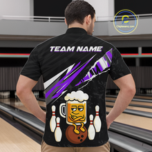 Load image into Gallery viewer, Custom Purple Funny Beer Bowling Jersey for Men Bowling Team Shirts Polo &amp; 1/4 Zip HNT170
