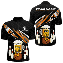 Load image into Gallery viewer, Custom Orange Funny Beer Bowling Jersey for Men Bowling Team Shirts Polo &amp; 1/4 Zip HNT170