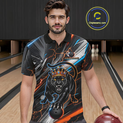 Lightning Panther Crown Custom Bowling Jersey for Men Bowling Team Shirts Polo & 1/4 Zip HNT544
