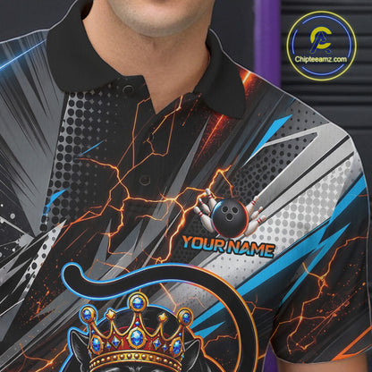 Lightning Panther Crown Custom Bowling Jersey for Men Bowling Team Shirts Polo & 1/4 Zip HNT544