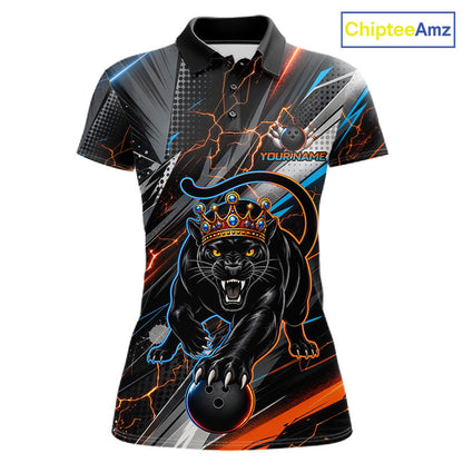 Lightning Panther Crown Custom Bowling Jersey for Women Bowling Team Shirts Polo & 1/4 Zip HNT544