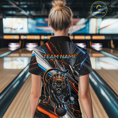 Lightning Panther Crown Custom Bowling Jersey for Women Bowling Team Shirts Polo & 1/4 Zip HNT544