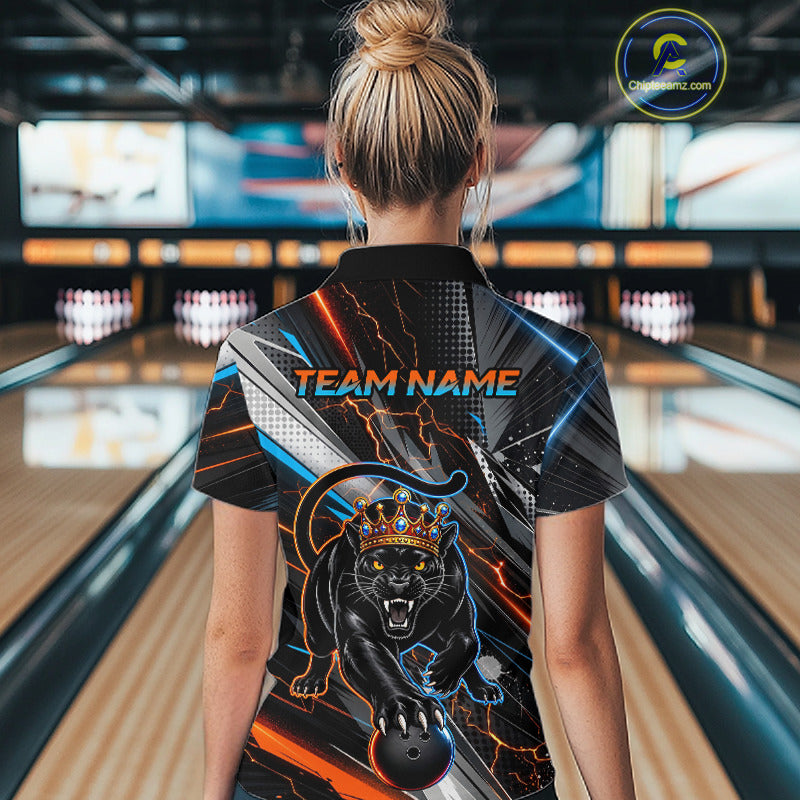 Lightning Panther Crown Custom Bowling Jersey for Women Bowling Team Shirts Polo & 1/4 Zip HNT544