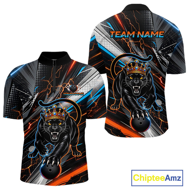 Lightning Panther Crown Custom Bowling Jersey for Men Bowling Team Shirts Polo & 1/4 Zip HNT544