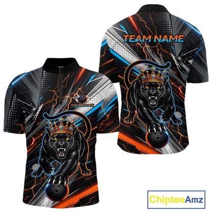 Lightning Panther Crown Custom Bowling Jersey for Men Bowling Team Shirts Polo & 1/4 Zip HNT544