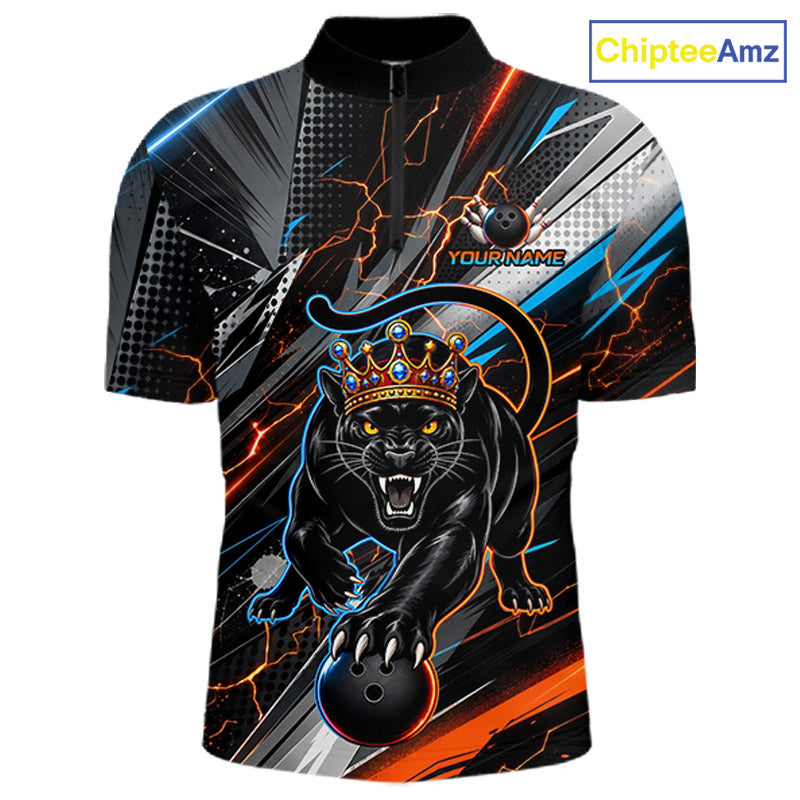 Lightning Panther Crown Custom Bowling Jersey for Men Bowling Team Shirts Polo & 1/4 Zip HNT544