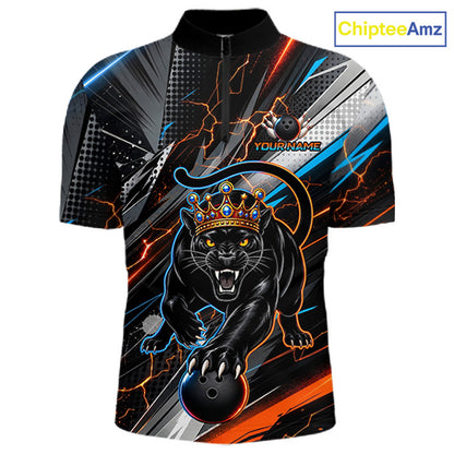 Lightning Panther Crown Custom Bowling Jersey for Men Bowling Team Shirts Polo & 1/4 Zip HNT544