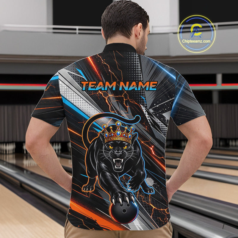 Lightning Panther Crown Custom Bowling Jersey for Men Bowling Team Shirts Polo & 1/4 Zip HNT544
