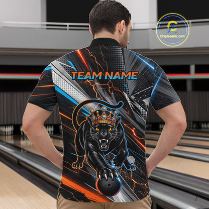 Lightning Panther Crown Custom Bowling Jersey for Men Bowling Team Shirts Polo & 1/4 Zip HNT544