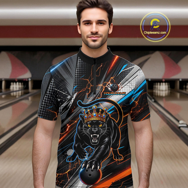 Lightning Panther Crown Custom Bowling Jersey for Men Bowling Team Shirts Polo & 1/4 Zip HNT544