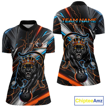 Lightning Panther Crown Custom Bowling Jersey for Women Bowling Team Shirts Polo & 1/4 Zip HNT544