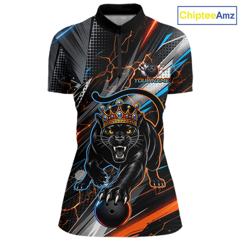 Lightning Panther Crown Custom Bowling Jersey for Women Bowling Team Shirts Polo & 1/4 Zip HNT544
