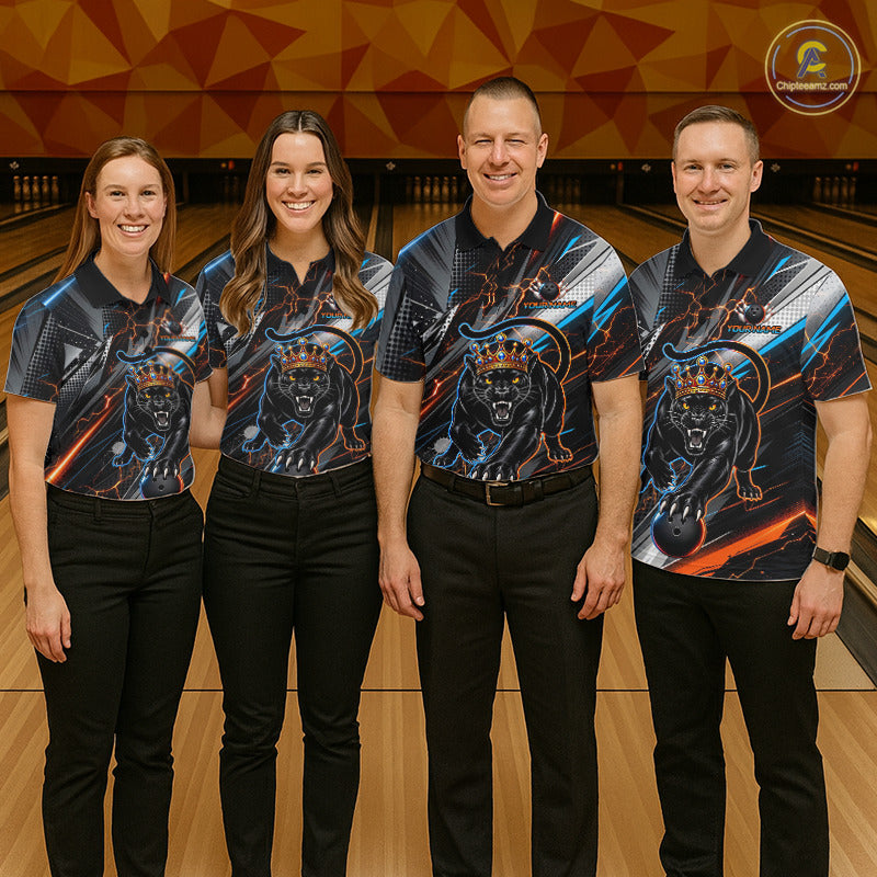 Lightning Panther Crown Custom Bowling Jersey for Women Bowling Team Shirts Polo & 1/4 Zip HNT544