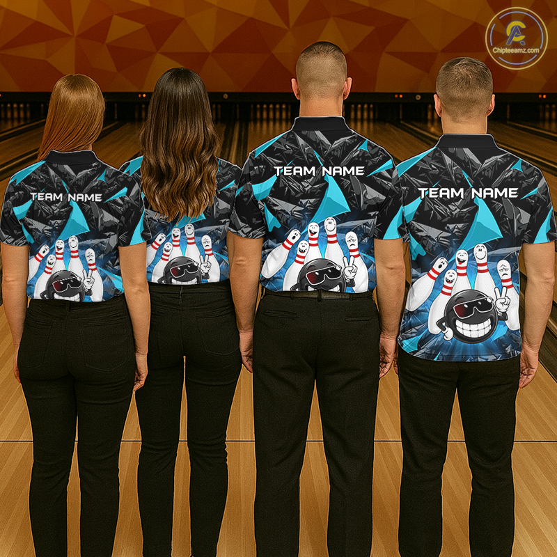 Custom Turquoise Funny Bowling Jersey for Women Bowling Team Shirts Bowling League HNT431