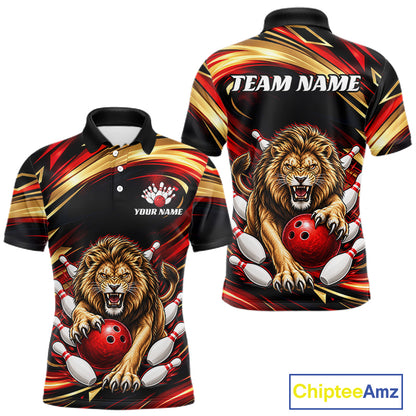 Custom Lion Bowling Jersey for Men Bowling Outfit Polo & 1/4 Zip Bowling Team Shirts HNT587