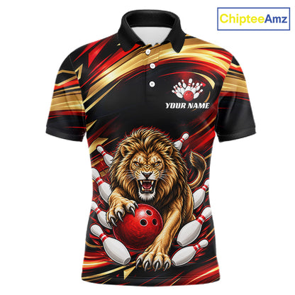 Custom Lion Bowling Jersey for Men Bowling Outfit Polo & 1/4 Zip Bowling Team Shirts HNT587