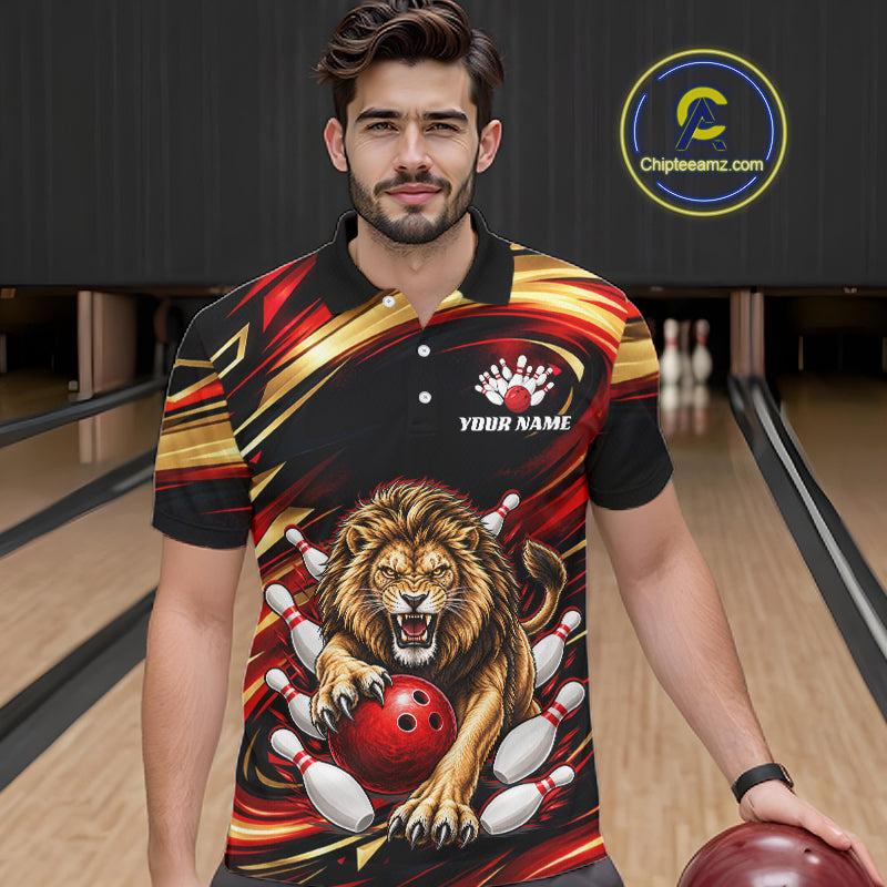 Custom Lion Bowling Jersey for Men Bowling Outfit Polo & 1/4 Zip Bowling Team Shirts HNT587
