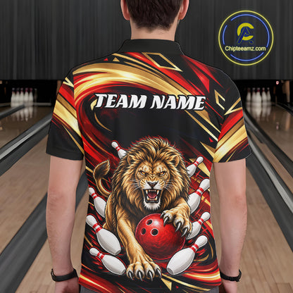 Custom Lion Bowling Jersey for Men Bowling Outfit Polo & 1/4 Zip Bowling Team Shirts HNT587